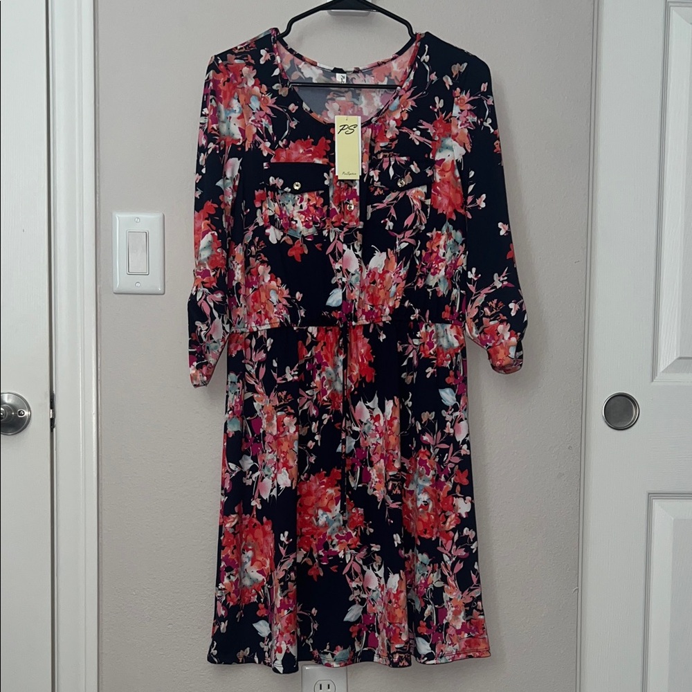 PerSeption Concept Black Floral Long Sleeve Dress
